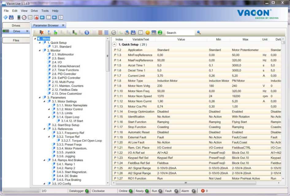 VACON 116 KASUTAJALIIDESED 3.5 VACON LIVE Vacon Live on vahelduvvooluajamite Vacon 10, Vacon 20 ja Vacon 100 kasutuselevõtu ja hooldamise tarbeks ette nähtud personaalarvuti tööriist.