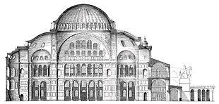Legend pajatab, et ta näinud seesugust hoonet unes. Kiriku projekteerisid tema kirjelduste järgi arhitektid Anthemios Tralleisest ja Isidoros Mileetosest. Hoone ehitati aastail 532 537.