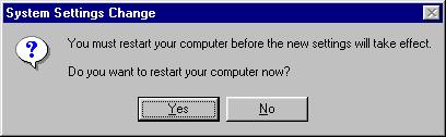 Windows võib mõningate failide kopeerimiseks küsida Windows 95/98/ME CD-d. Peale seda, kui kopeerimine on lõpetatud, saabub viibe arvuti taaskäivitamiseks.