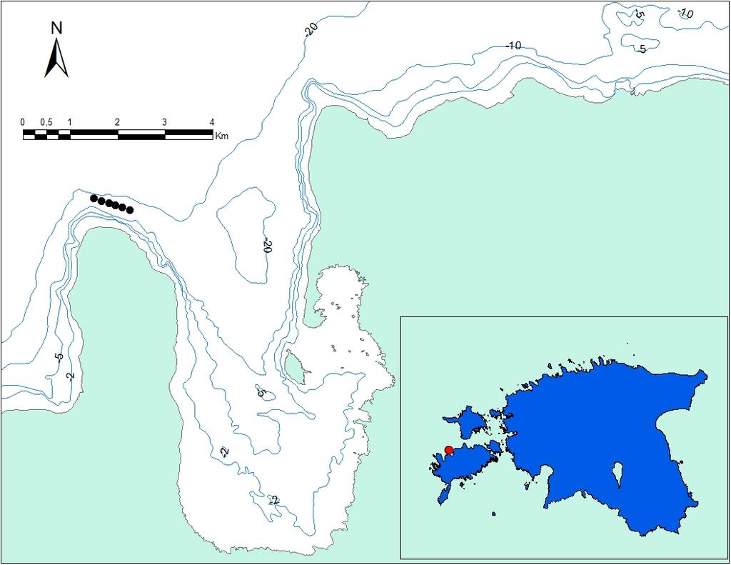 2 Materjal ja metoodika 2.1 Uurimisala Töös kasutatud materjal koguti TÜ Eesti Mereinstituudi poolt teostatava rannikumere kalastiku seire programmi raames aastatel 2000-2008 Küdema lahest.