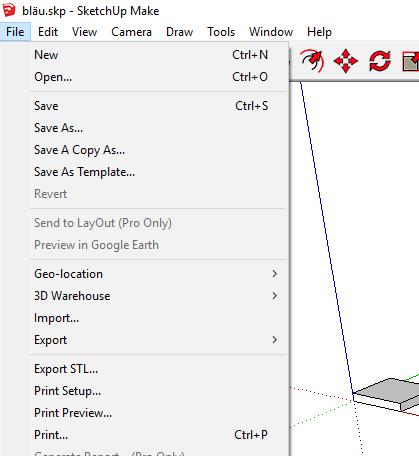 SketchUp formaadi (.skp) muutmine STL formaadiks. SKP to STL 3D printimiseks peab SketchUp programmile juurde laadima laienduse, mis 3D-mudeli ekspordib STL-formaadiks.