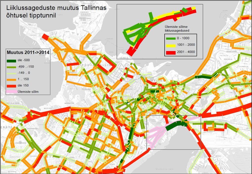 2014. aastal on sõiduautode arvu kasv Tallinnas oluliselt pidurdunud ning võib eeldada, et see on eelkõige Tallinna ühistranspordisüsteemis toimunud arengute tõttu.