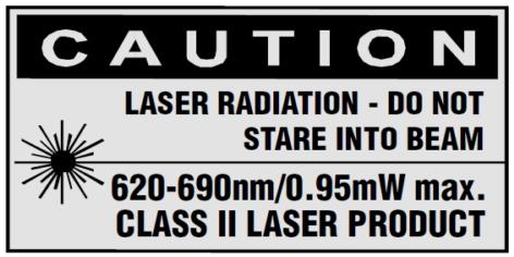 Seerianumber 1.4 Tootel olev info laseri kohta Info laseri kohta Lehekülg 74 Info laseri kohta Laseri klass 2, tugineb normile IEC60825-1/EN60825-1:2007 ja vastab CFR 21 1040 (Laser Notice 50).