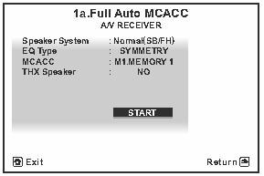Kõrged kohad nagu näiteks diivani seljatugi. Täielik Auto MCACC ekraan avaneb kui mikrofon on ühendatud. Kui Te jätate GUI ekraani enamaks kui 5 minutiks, kuvatakse ekraanisäästja.