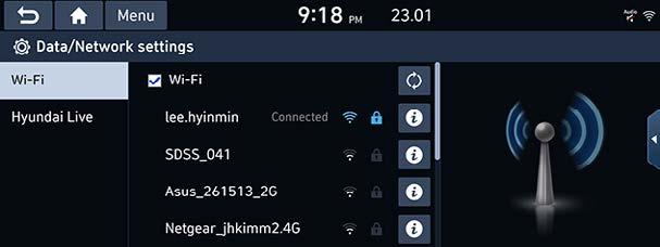 Andmeside ja võrgu seadistused (Data/Network settings) Wi-Fi seadistused (Wi-Fi) 1. 2.