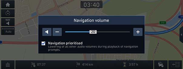 Navigeerimise alustamine Navigatsioonijuhiste helitugevus Puudutage helitugevuse muutmiseks klahvi [ ] või [ ].