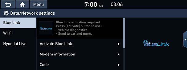 Enne Blue Link -teenuse kasutamist Blue Link -teenuse seadistused Teenuse aktiveerimine (kui teenust ei ole aktiveeritud) Pärast auto ostmist peate Blue Link-teenuse esmalt aktiveerima (end