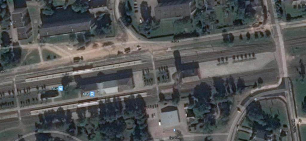 Vaadeldavad ületuskohad Joonis 6. Tapa raudteejaama ületuskohad Allikas: (Google Maps) Kolmandaks vaadeldavaks objektiks on Valga raudteejaama ülekäigukoht (vt Joonis 7).