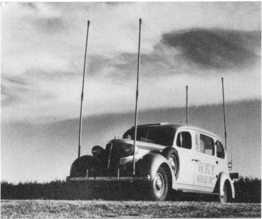 WKY's first mobile unit was a converted Studebaker. The transmiter inside had a useful range ofonly a few miles. Broadcasts were picked up and relayed back to the studios by telephone lines.