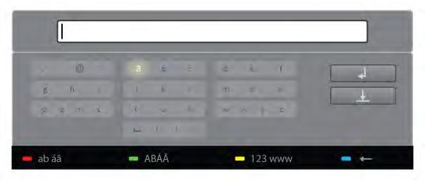 Sisestage tekst ekraanil kuvatava klaviatuuri abil Tekstisisestusmenüü kohal ekraaniklaviatuuri avamiseks vajutage kursori vilkumise ajal tekstis nuppu OK või mõnda numbrinuppu.