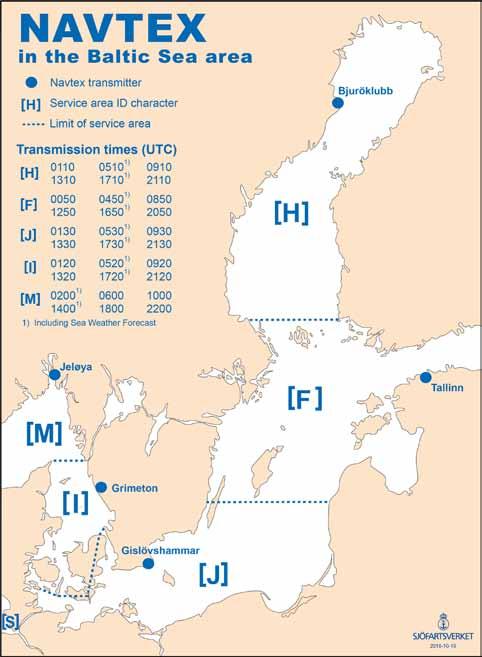 Oumbärligt för kaptenen Till Sjöss! I 11 utsändning gäller både gränsvåg och vhf-telefoni gränsvåg/mf NAVTEX Utsändningstider i UTC (Universal Time Coordinated) UTC = svensk normaltid -1 tim (t.ex.