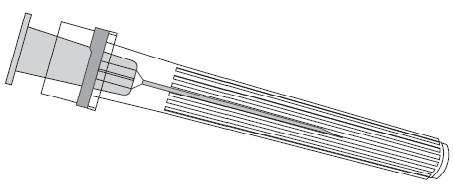 Nõel Nõela kaitse Süstal Süstla kolb Süstla silinder Süstla kork 1. Hoides süstla silindrit ühes käes (vältige süstla kolvist hoidmist), keerake vastupäeva lahti süstla kork. 2.