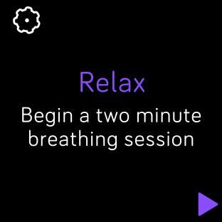 Hingamisharjutuste juhised Versa Lite Editioni rakendus Relax pakub teile individuaalseid hingamisharjutusi, mis aitavad leida rahu terve päeva jooksul. Valikus on kahe- ja viieminutilised seansid.