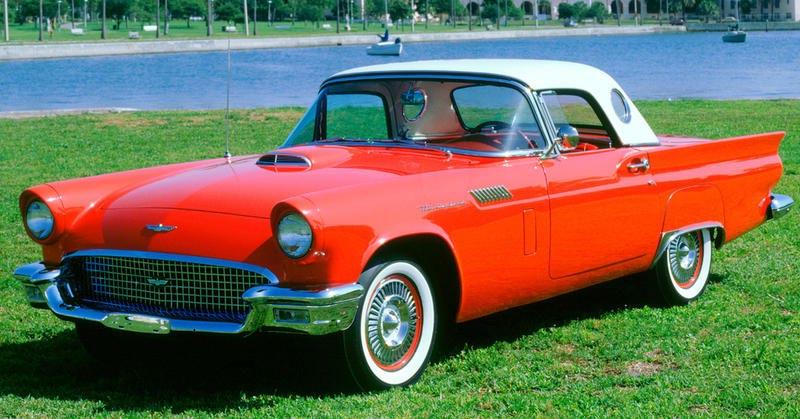 Cars of The 1950s: Space-Age Fins and Chrome Everything 1957 Ford Thunderbird. (Photo by National Motor Museum/Heritage Images/Getty Images) Reprinted from groovyhistory.