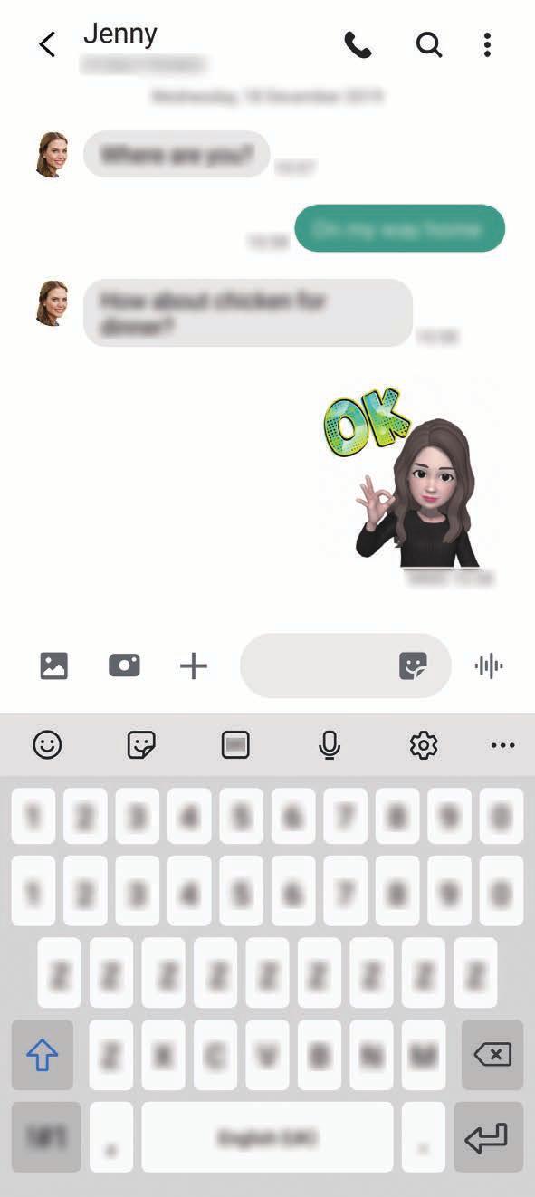 3 Valige üks oma emoji kleebistest. Emoji kleebis lisatakse vestlusesse.