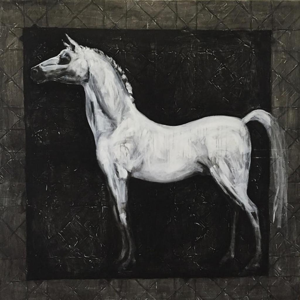 "White horse" 150x150 cm oil, acrylic,
