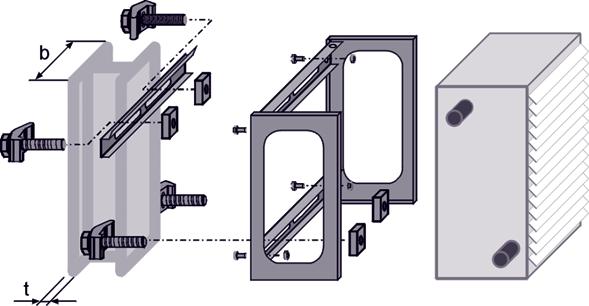Kinnitustarvikud LH-EC / LH Kinnituskomplekt terastaladele vertikaalne Kinnitamiseks terastala külge, riputades seadme eelnevalt klamberkinnitite abil monteeritud paigaldussiinile.