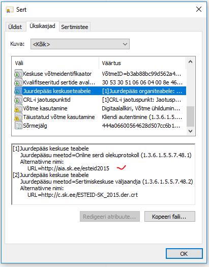 Pilt 19 - ESTEID-SK 2015 AIA-OCSP tee sertifikaadis Lubamaks kasutaja sertifikaadi kontrolli vastu sertifikaadis olevat AIA-OCSP teenust, tuleb meil Apache2 SSL konfiguratsiooni lisada järgmised