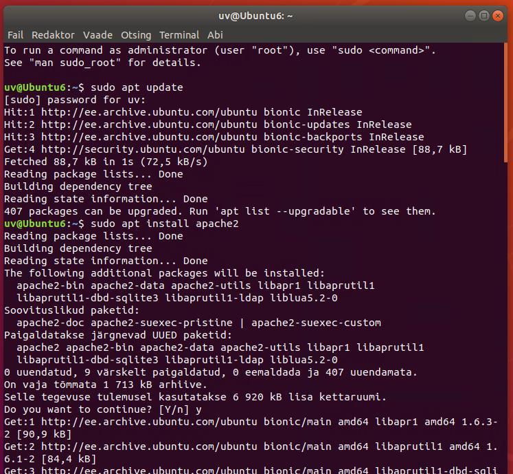 Sissejuhatavalt Käesolevas juhendis kirjeldame: Kuidas installeerida ja häälestada Apache2 (v. 2.4.29) veebiserver Ubuntu 18.04 platvormil!? Kuidas häälestada HTTPS (ühepoolne SSL) veebiserveril!