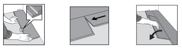 Vajadusel lõika esimest põrandaplaati kitsamaks, et rea viimane plaat jääks vähemalt 150 mm pikk. Kasuta eelpool toodud arvutusmeetodit.