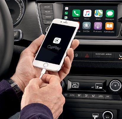 SMARTLINK+ Süsteem SmartLink+ (ŠKODA ühenduvuskomplekt, mis toetab funktsioone MirrorLink, Apple CarPlay, Android Auto) abil võimaldab auto teabe- ja