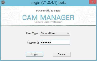 Logimine haldustarkvarasse a. Avage Cam Manager tarkvara oma arvutis. Asetage kaamera laadimisdokki ja ühendage dokk arvutiga USB-kaabli abil.