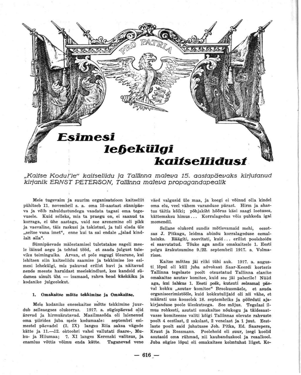Esimesi lehekülgi kaitseliidust Kaitse Kodu!'le" kaitseliidu ja Tallinna maleva 15.