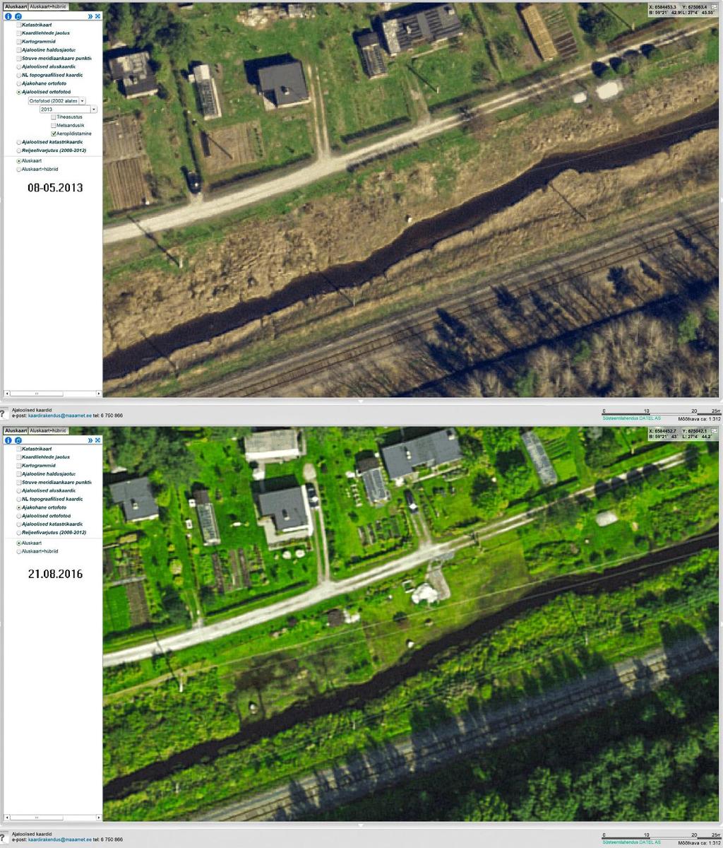 13 Foto 2 Maa-ameti aerofotod Kohtla jõest 2013 ja 1016 4 I etapi tööde kirjeldus, väliuuringud Esmalt koostati uuringupiirkonna kohta Aidu karjääri põhjaosani ulatuv kõrgusmudel Maaameti LIDAR