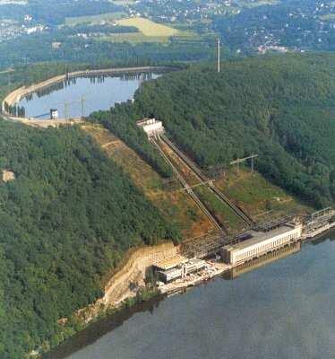 Joonis 9. Herdecke PEJ (Saksamaa) 150 MW, 150 m, 650 MWh, kasutegur 75 %, töös alates 1930.a. Ülemise veehoidla pindala on 0,1 km 2 ja maht 1,6 miljonit m 3.