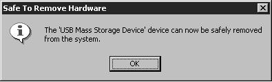 2 Valmistu USB-kaabli eemaldamiseks. Windows 1) Klõpsake süsteemisalves ikoonil Unplug or Eject Hardware (Riistvara lahutamine või väljutamine). 2) Klõpsake hüpikteatel.