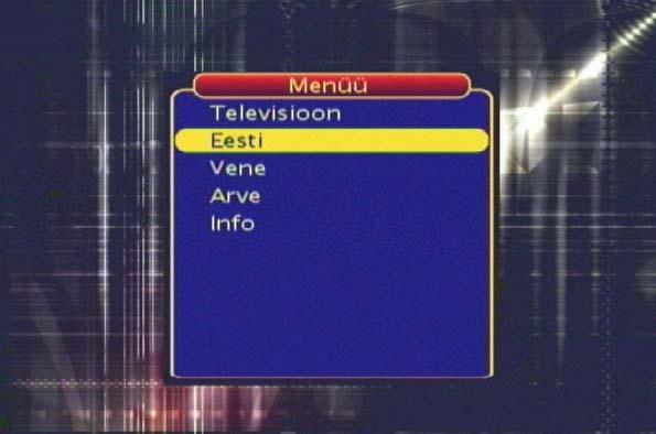 6. Peamenüü DigiTV STV peamenüüs on olemas viis valikuvarianti: Televisioon minna üle televiisori vaatamise režiimi.