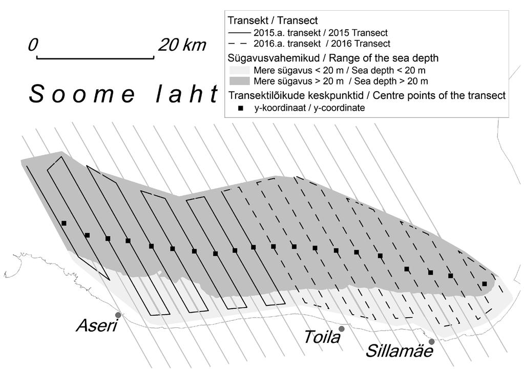 Marja, R., Kuus, A. & Kalamees, A. 35 Joonis 1. Loendustransektid 2015. ja 2016. aastal Soome lahes.
