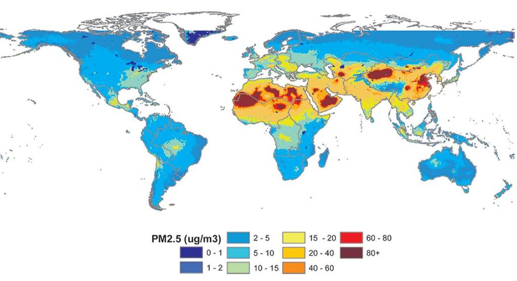 PM2.5 tasemed maailmas