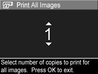 nuppu, et kuvada a. Kui te valisite sihtkohaks Print (Printimine), siis ilmub Print All Images (Prindi kõik pildid) allmenüü.