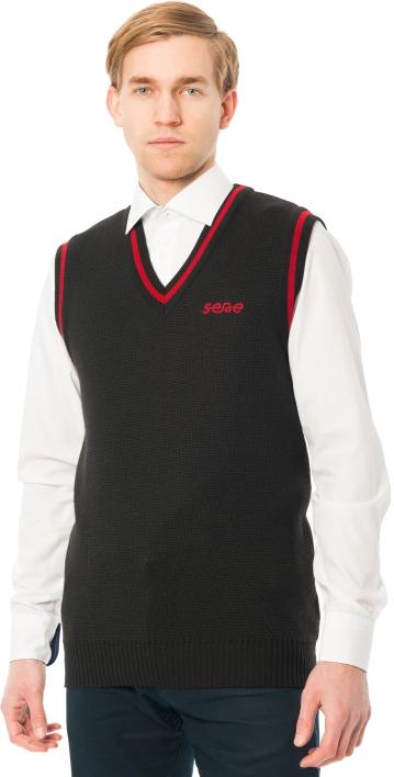 / V- or O-neck straight-lined vest in coarser or ﬁner knitting.