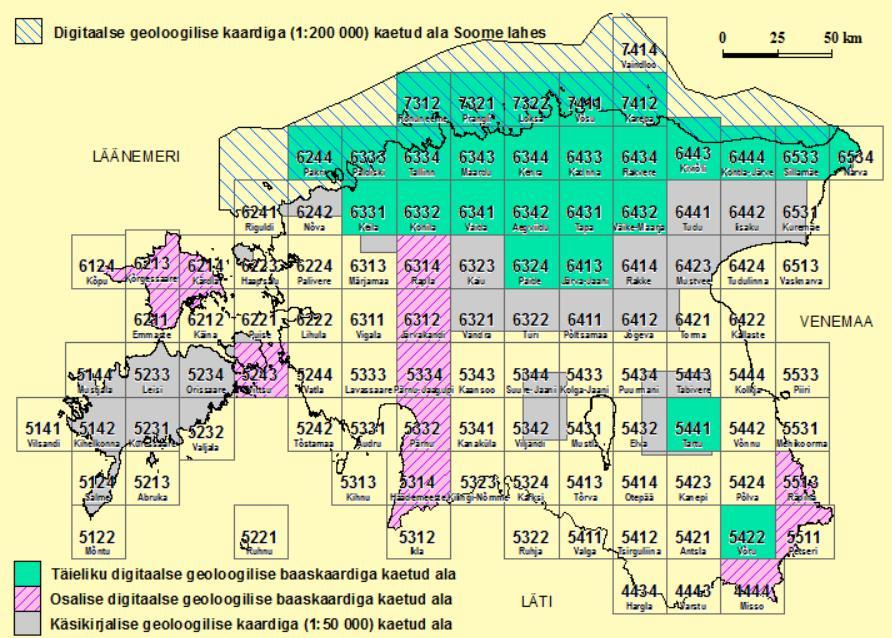 Geoloogiline kaart 1:50 000 Geoloogilist kaarti koostas kuni 2017.