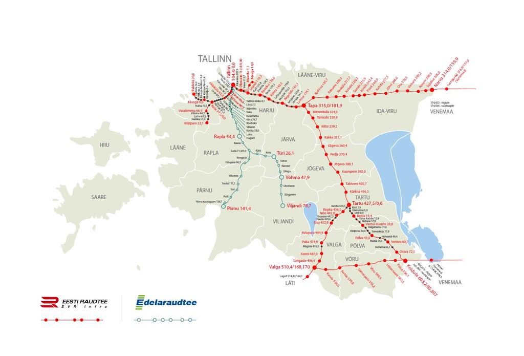LISA A.1/ANNEX A.1 Eesti raudteede kogupikkus 2016. aastal oli 2144 km, millest Eesti õigusaktide kohaselt on avalikuks kuulutatud 1508 km.