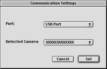 2 Ühenda USB-kaabel kaamera digitaalpessa. Ava pesa kaas ja ühenda kaabel. Mac OS 9.0-9.2 ImageBrowser käivitub ning avab ImageBrowser Automation Wizard dialoogiakna.
