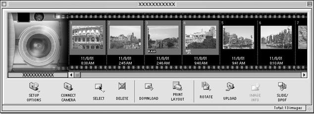 Piltide siirdamine ja salvestamine kaamerast Pisipilt RAW-pildid on tähistatud kirjaga RAW. Video-pisipildid on tähistatud video-ikooniga.