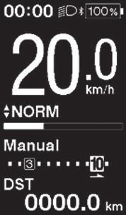Põhioleku kuva SC-E6100 Kuvab jalgratta olekut ja sõidu andmeid. Käiguasend kuvatakse ainult elektroonilise käiguvahetuse kasutamisel.