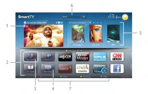 Smart TV avamine Smart TV avalehe avamiseks vajutage nuppu Smart TV. Võite ka vajutada nuppu h, valida Smart TV ja vajutada nuppu OK. Otsinguga võite otsida rakenduste galeriist soovitud rakendusi.
