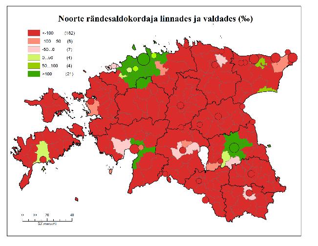 Eesti väikeasulate uuring 17 Joonis 11a. Rändesaldo üldkordaja asustuse hierarhias, 2000 2011. Allikas: REL 2000 ja 2011 (Leetmaa ja Väiko 2015) Joonis 11b.