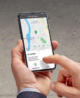 ŠKODA Connect näitab Sinu nutitelefonil parkimiskoha aadressi ja parkimise algusaega.