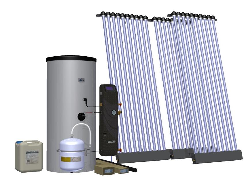 PÄIKESEKÜTTE KOMPLEKT 3-4 INIMESELE HEWALEX 3KSR10-250 Päikesekütte komplekt "HEWALEX 3KSR10-250 on mõeldud 3-4 inimese tarbevee soojendamiseks.