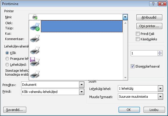 Prinditööd (Windows) Printimine (Windows) Automaatne kahepoolne printimine (Windows) Käsitsi mõlemale lehepoolele printimine (Windows) Mitme lehekülje ühele lehele printimine (Windows) Paberi tüübi