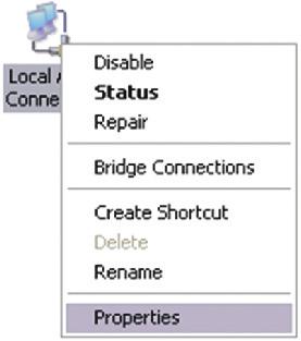Minge Control Panel, klikkige Network and Sharing Center, klikkige Change Adapter Settings ja siis tehke hiire parem klikk Local Area Connection ikoonil ja siis klikkige Properties. 2.