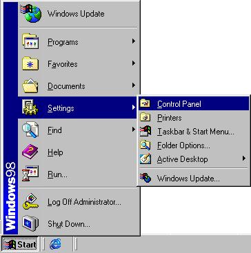 Windows 95/98/ME puhul Võib selguda, et siintoodud juhised ei kattu täielikult sinu Windows'i versiooniga. Seda seepärast, et siinantud juhised ja ekraanivõtted pärinevad Windows'i versioonist 98.