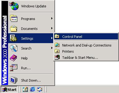 Windows 2000 puhul 1. toiming.