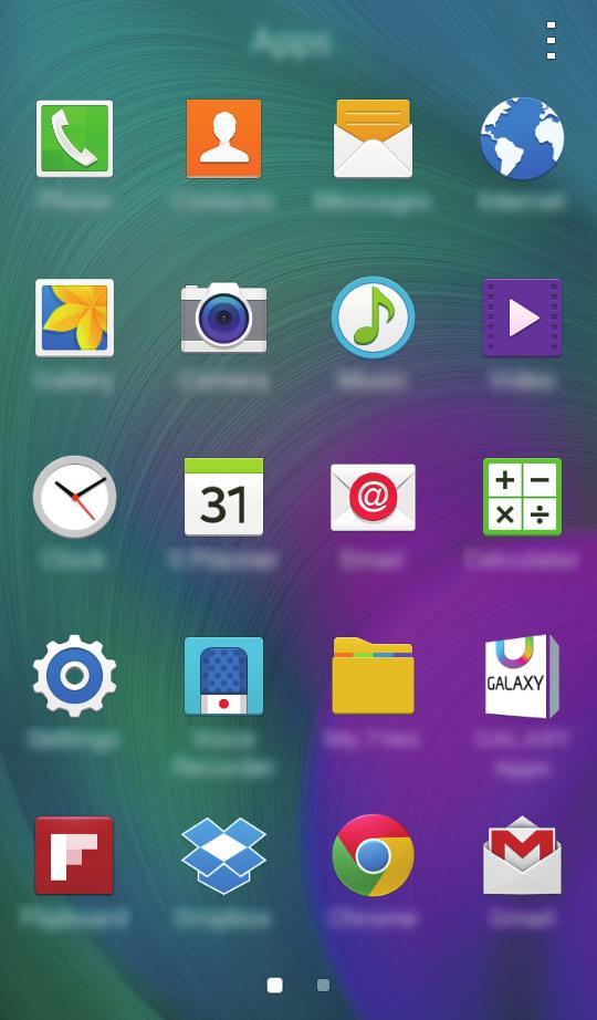 Põhiline Rakenduste ekraan Rakenduste ekraanil kuvatakse kõigi rakenduste ikoone, kaasarvatud uute paigaldatud rakenduste ikoone. Toksake avalehel Rak.-d rakenduste ekraani avamiseks.