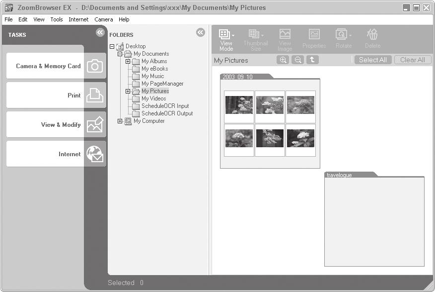 Allalaetavate piltide määranguid ja sihtkataloogi saad muuta, kui valid ZoomBrowser EX i peaaknas [Camera] menüü ja sealt [Auto-download setting].